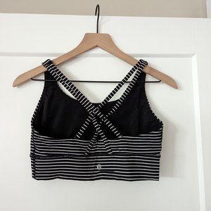 Lululemon Energy Bra Long Line Mod Stripe Black White